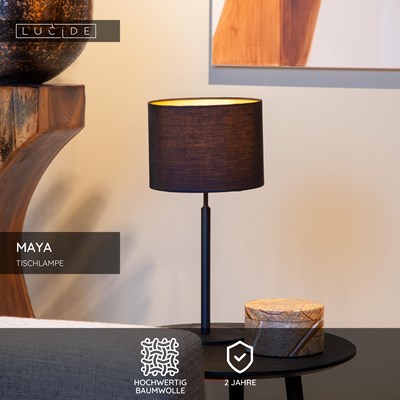 Lucide MAYA - Tischlampe - Ø 26 cm - 1xE27 - Schwarz